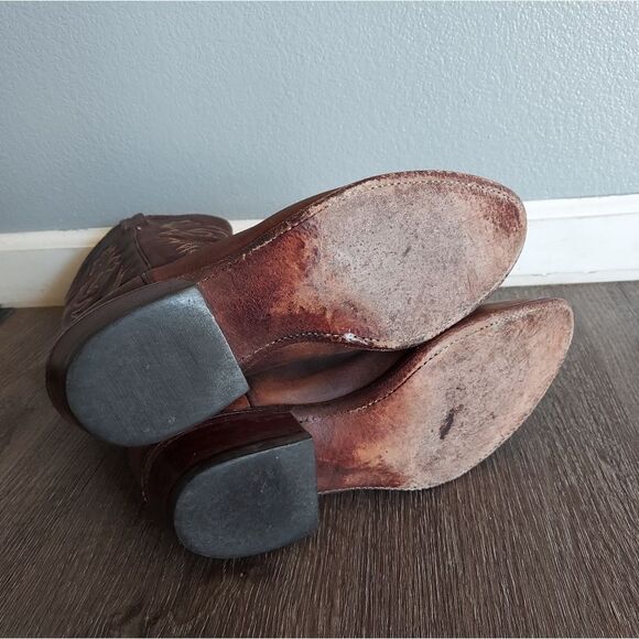 J. Chisholm | Brown Leather Cowboy Boots Shoe 9 D - Picture 7 of 12